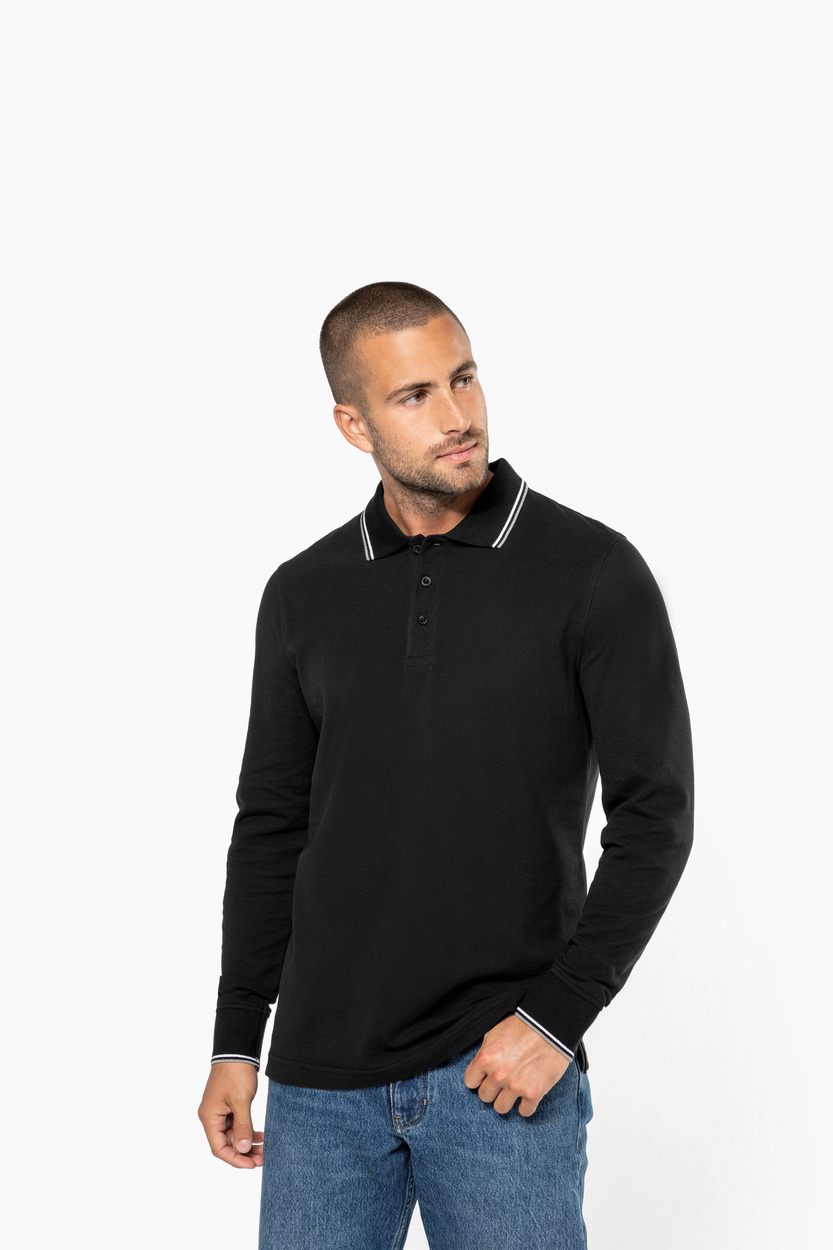 Kariban Mens long-sleeved pique knit polo shirt [K280]