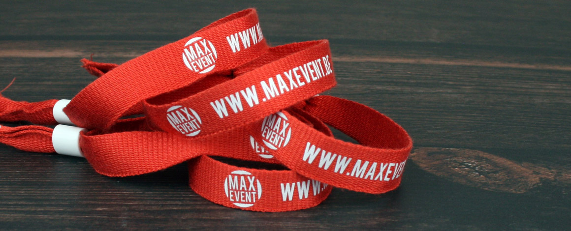 5 bamboe stoffen polsbandjes met bedrukking en plastic zelfsluiter